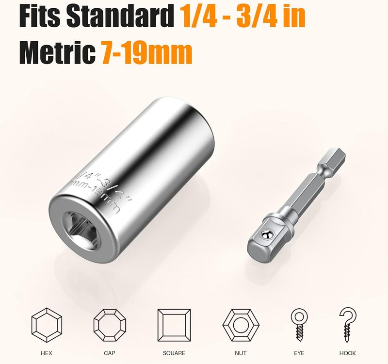 KUSONKEY Valentines Day Gifts for Him, Super Universal Socket Tools Gifts Stocking Stuffers for Men,Professional 7mm-19mm Tool Sets with Power Drill Adapter,Cool Gadgets for Him,Dad,Grandpa,Boyfriend - Image 3